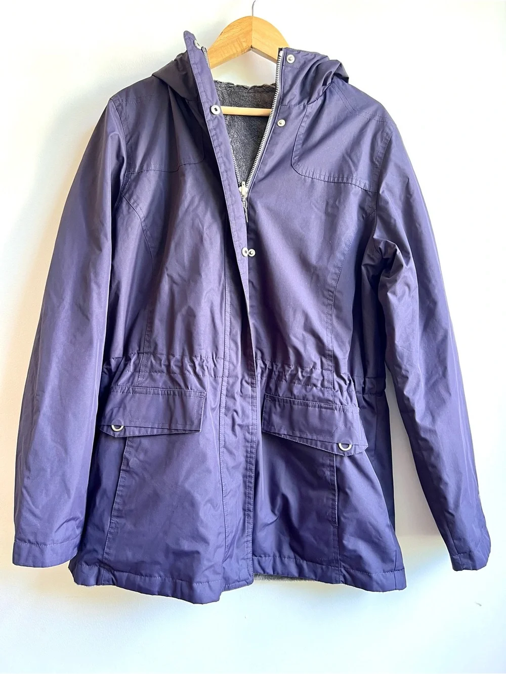 Free Country Navy Hooded Super Soft Lining Utility Jacket with Drawstring Waist